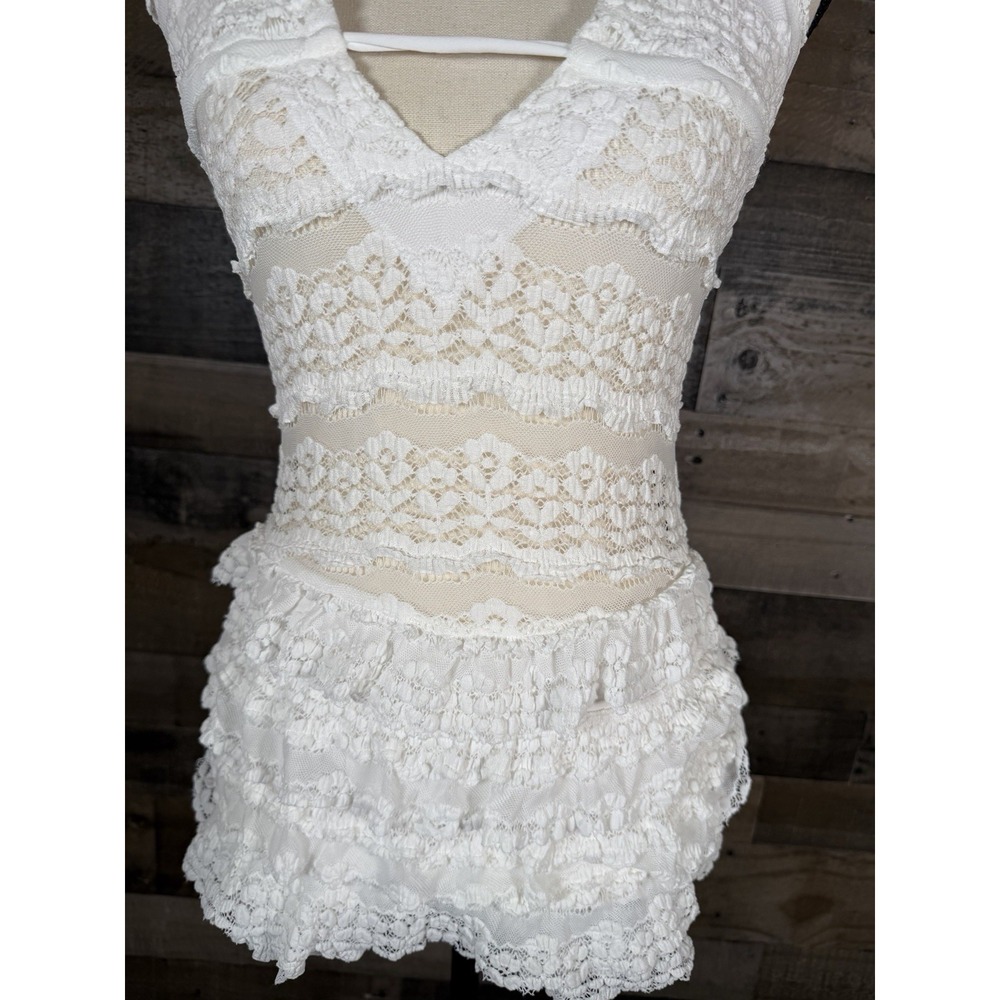Edikted White Lace Halter Romper - Picture 2 of 7